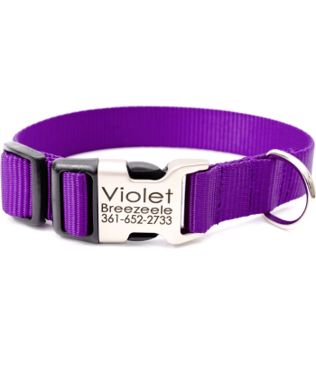 Mimi Green Personalized Nylon with Metal Hybrid Buckle Dog Collar